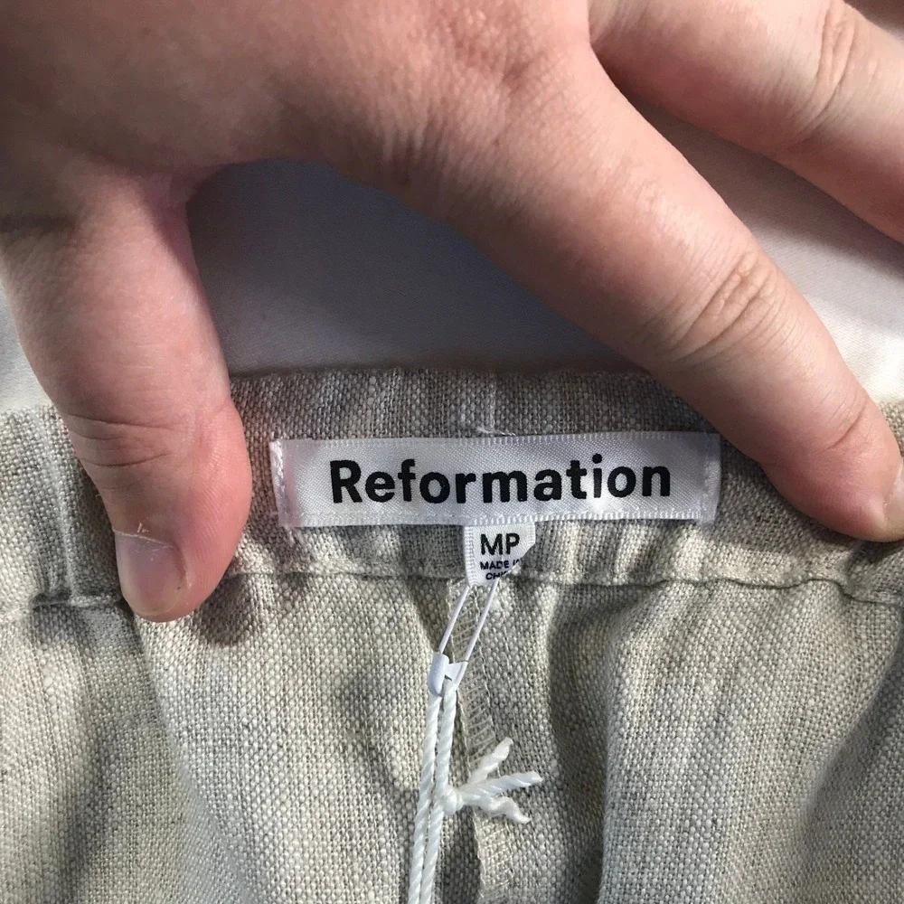 Reformation Petites Olina Linen Pant Oatmeal Wide Leg Relaxed 1308913OAT0MP MP